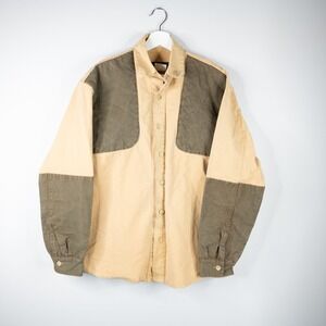 Orvis Upland Hunting Shooting Canvas Field Shirt sz L color brown/beige Vintage